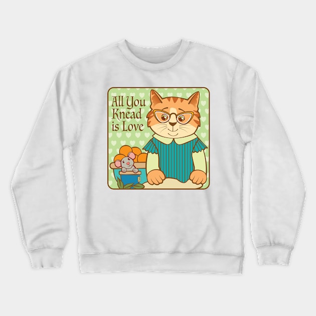 Baking Cat and Mouse Crewneck Sweatshirt by Sue Cervenka